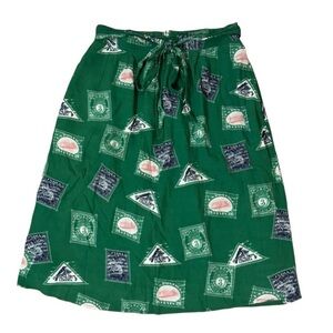Anthropologie Porridge Getaway Skirt Stamp Print Green Size Medium
